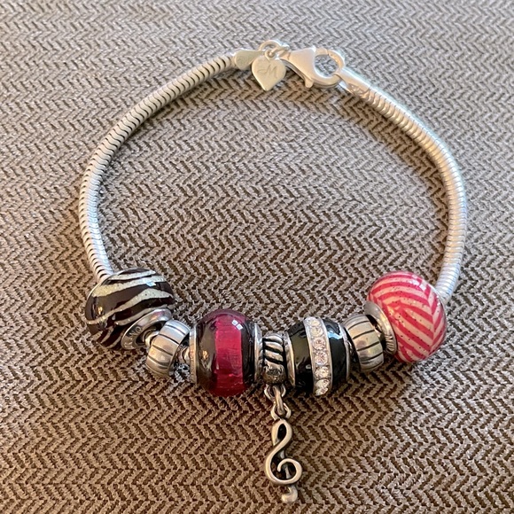 Michael Anthony Murano 925 beaded charm bracelet - Picture 1 of 11